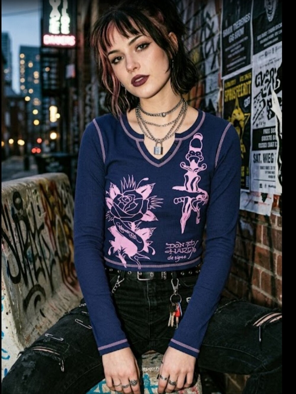New Ed Hardy top Thermal Long Sleeve